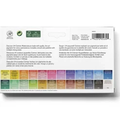 Winsor & Newton Cotman Travellers set, akvarellfärg i 24 halvkoppar, etui & pensel